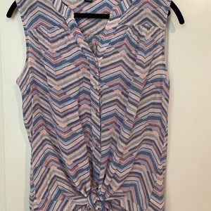 Sleeveless Tie Front Blouse